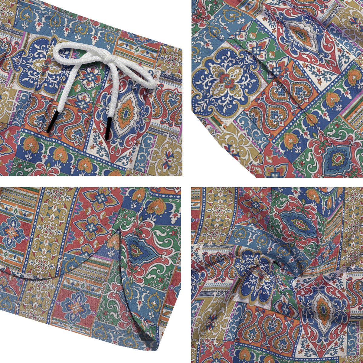 Patchwork Damask Vintage Print Pattern Men's Running Shorts-grizzshop