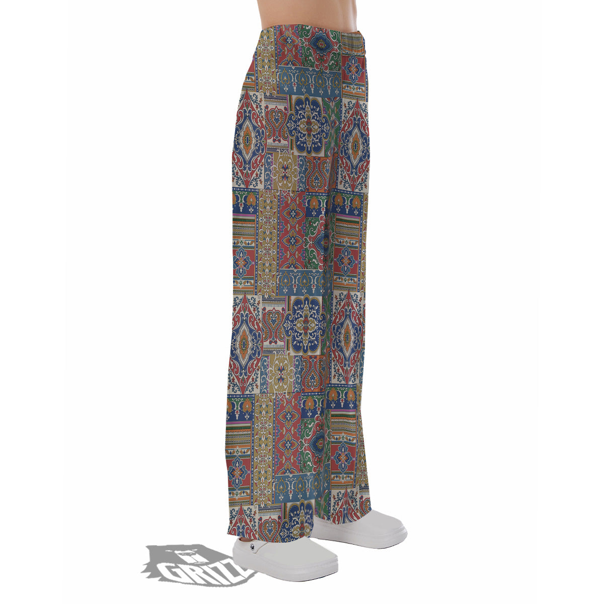 Patchwork Damask Vintage Print Pattern Pajama Pants-grizzshop