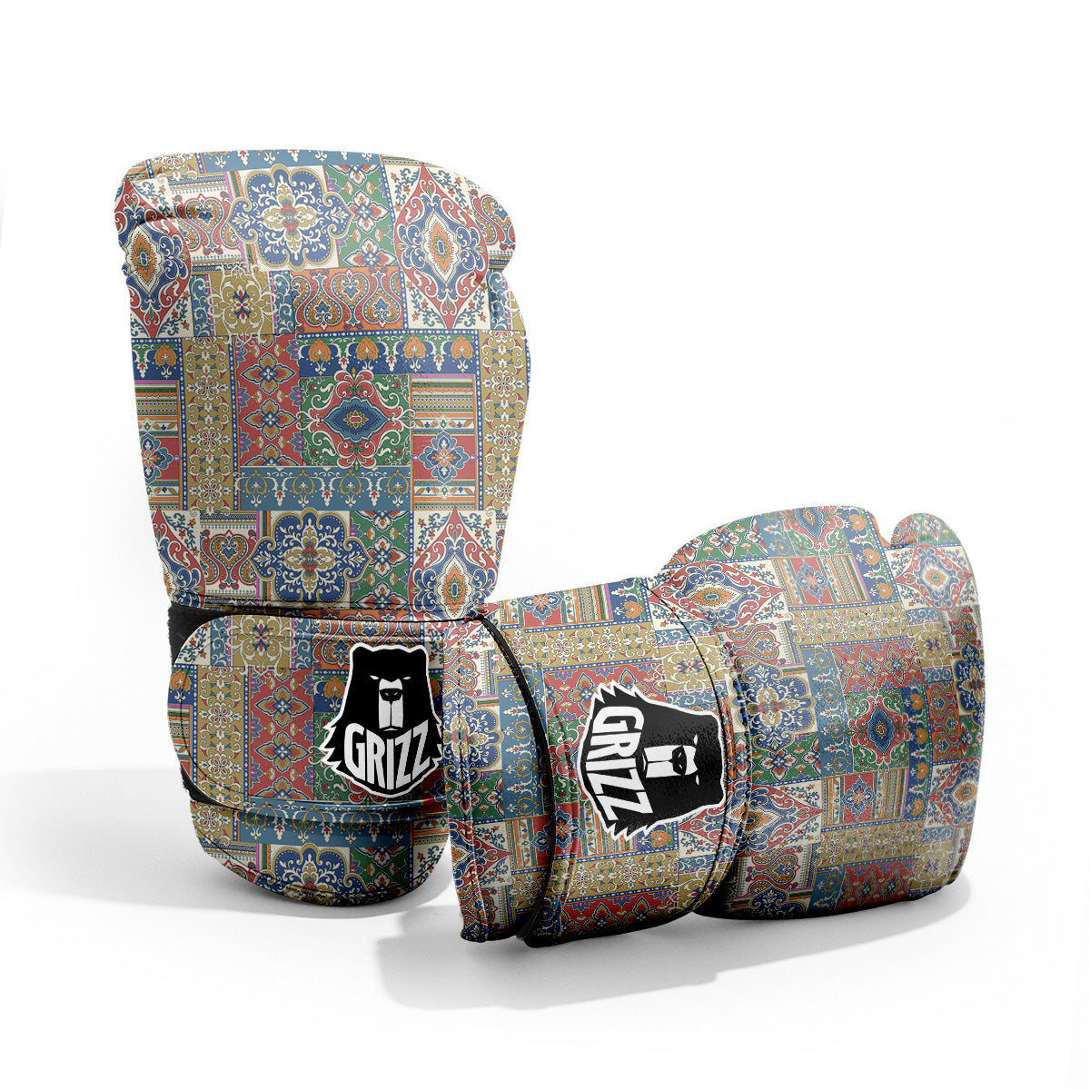 Patchwork Damask Vintage Print Pattern Pro Boxing Glove
