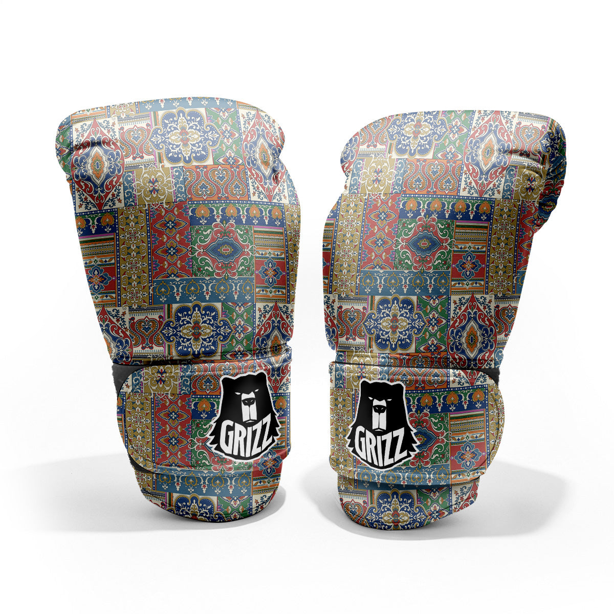 Patchwork Damask Vintage Print Pattern Pro Boxing Glove