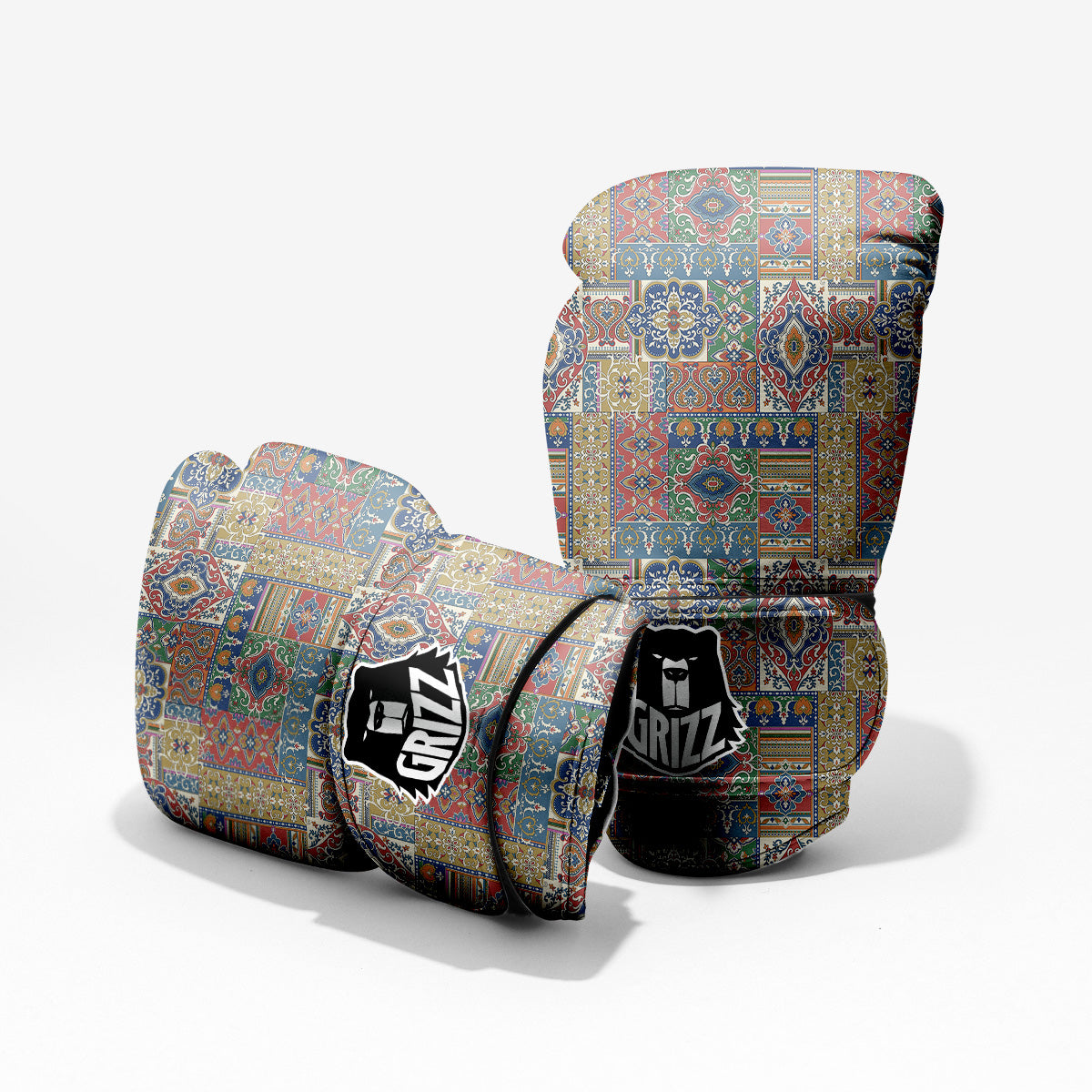 Patchwork Damask Vintage Print Pattern Pro Boxing Glove