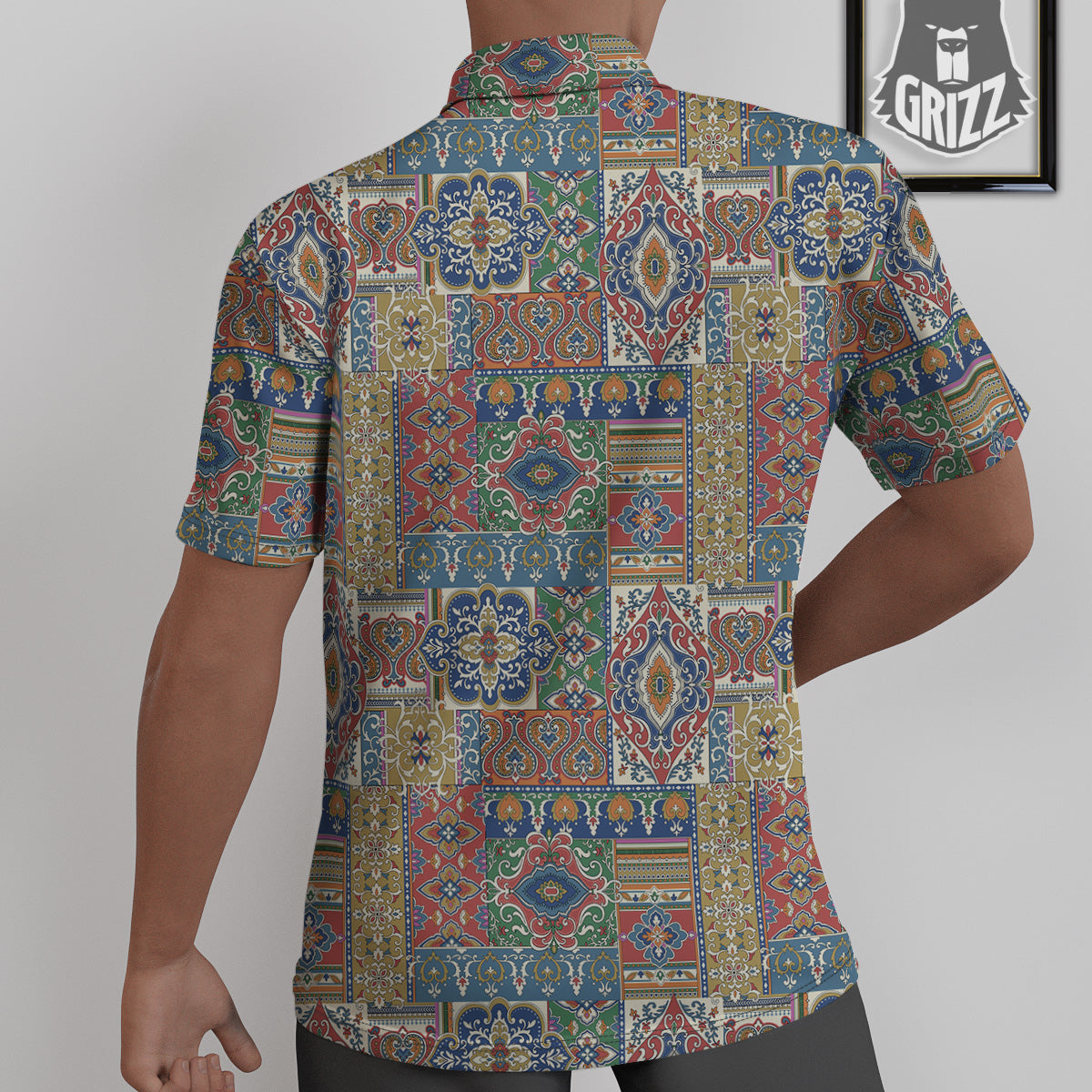 Patchwork Damask Vintage Print Pattern Untucked Shirts-grizzshop