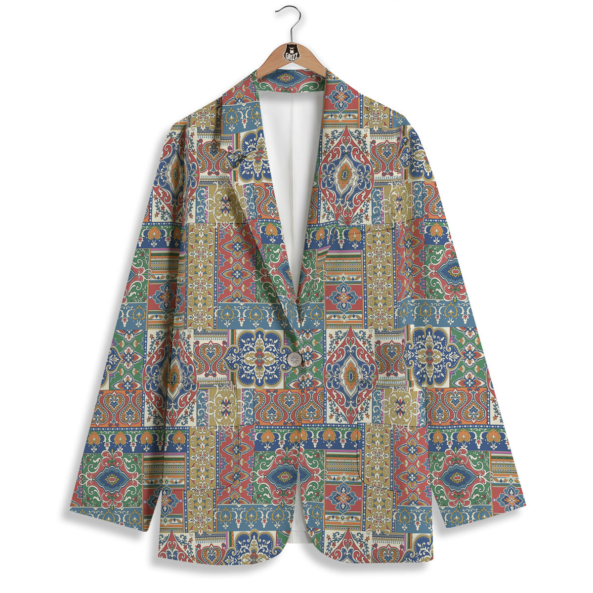 Patchwork Damask Vintage Print Pattern Women's Blazer-grizzshop