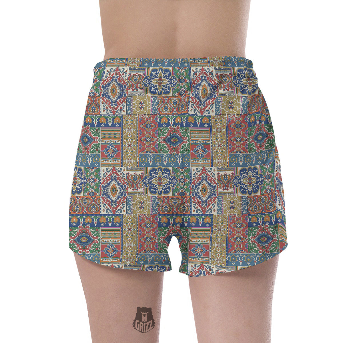Patchwork Damask Vintage Print Pattern Women's Shorts-grizzshop