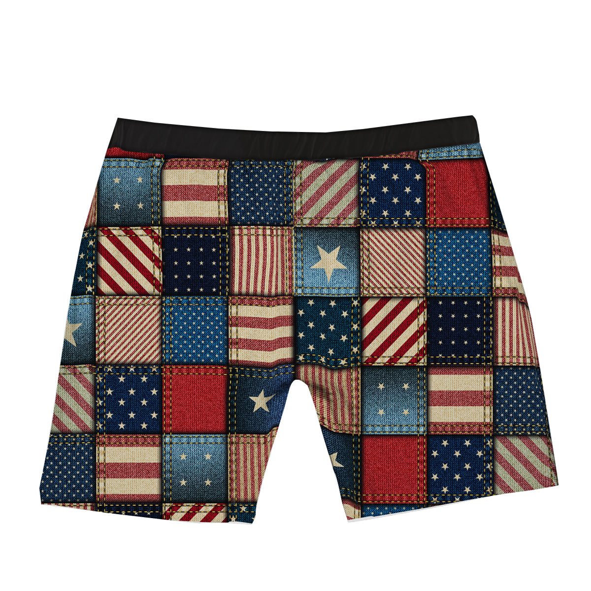 Patchwork Denim American Print Pattern Boxer Briefs-grizzshop