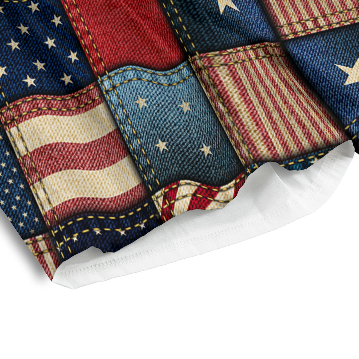Patchwork Denim American Print Pattern Men's Athletic Shorts