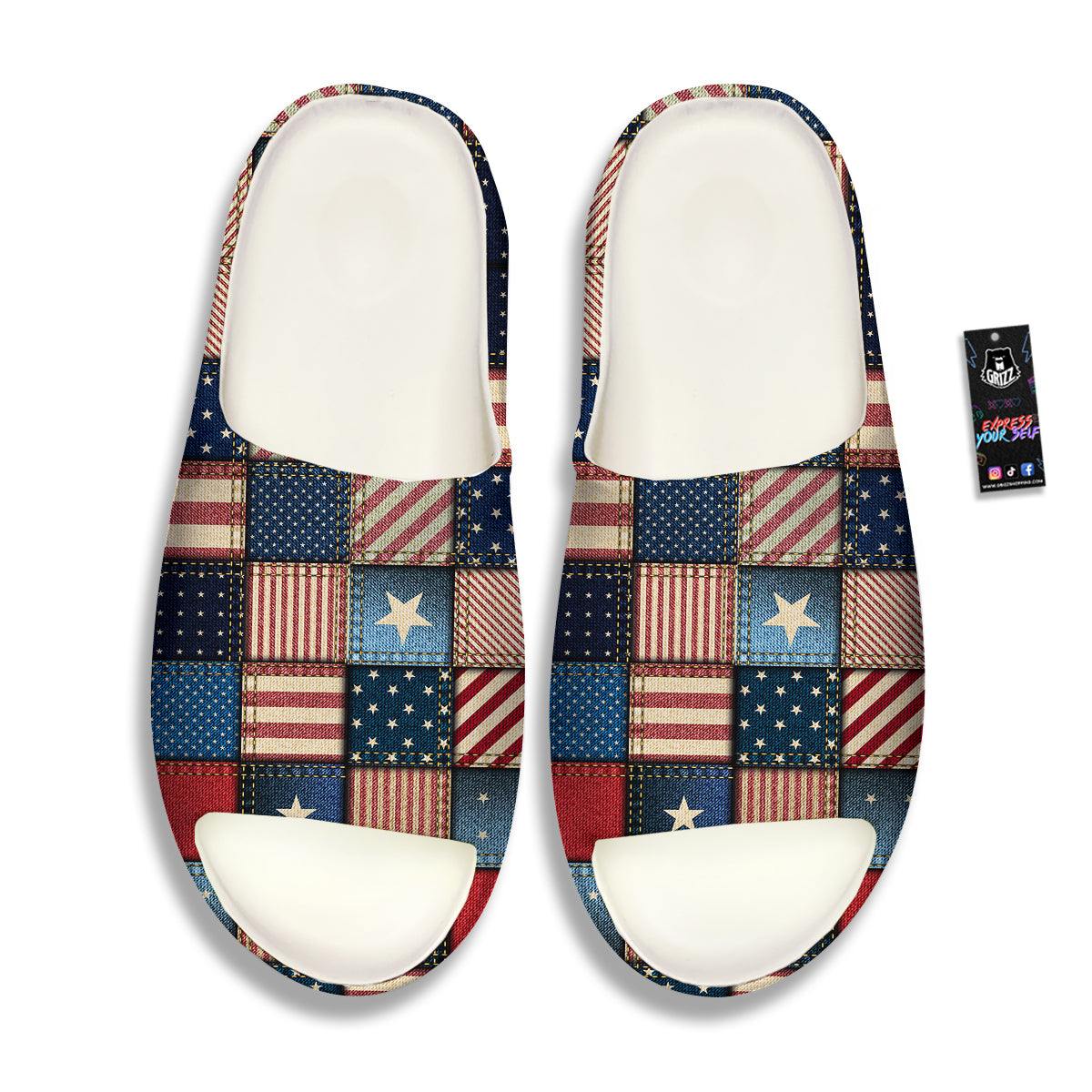 Patchwork Denim American Print Pattern Sandals-grizzshop