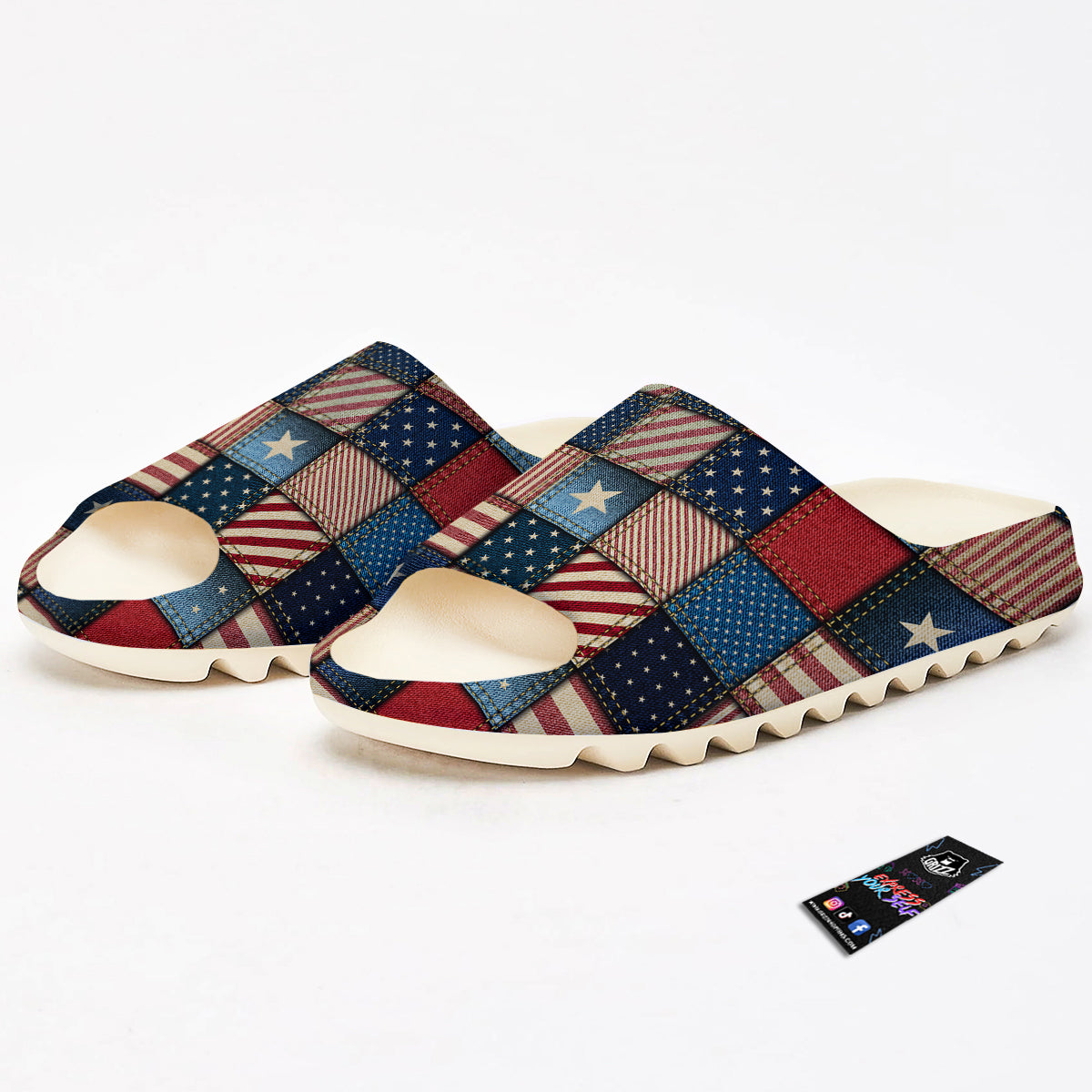 Patchwork Denim American Print Pattern Sandals-grizzshop