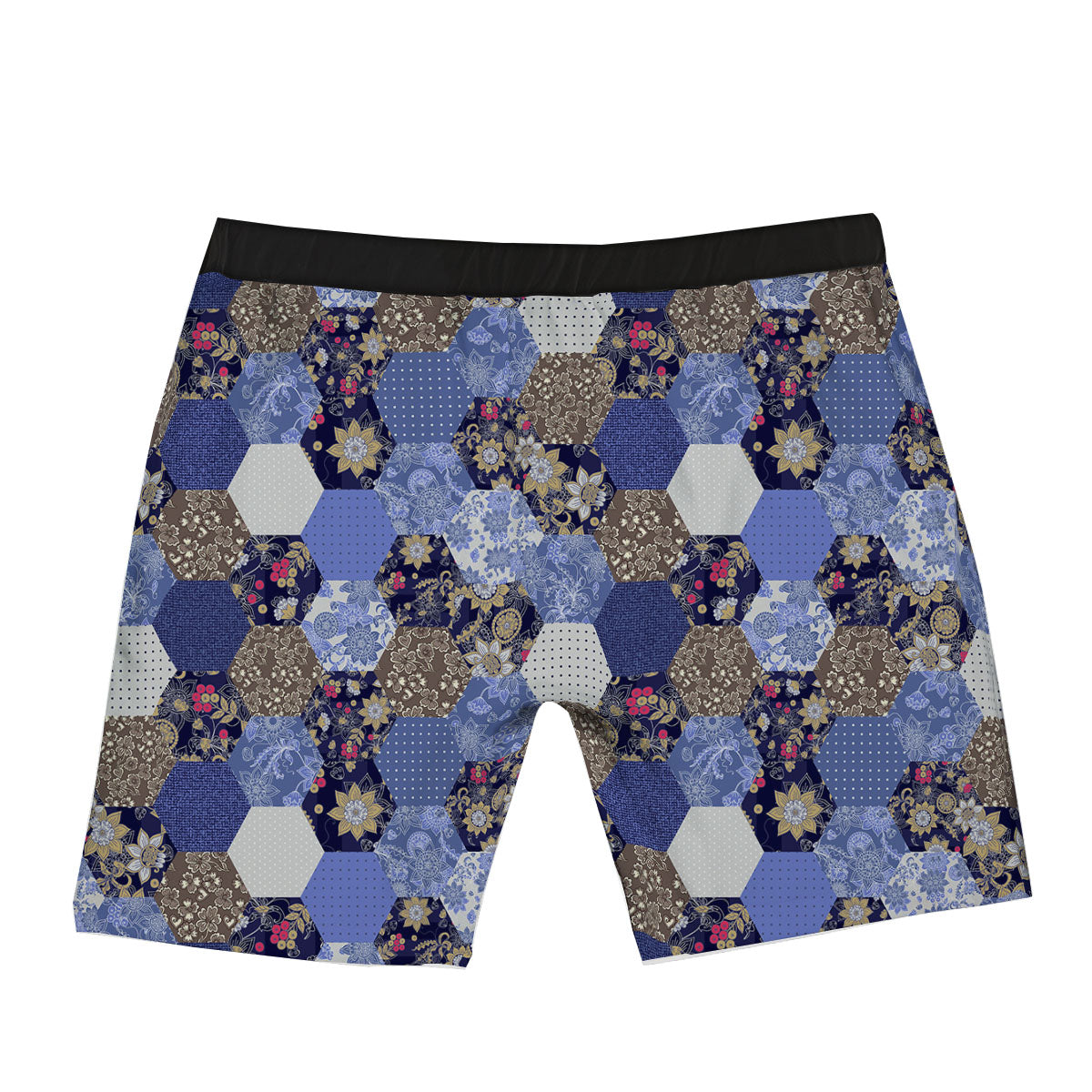 Patchwork Denim And Plaid Print Pattern Boxer Briefs-grizzshop