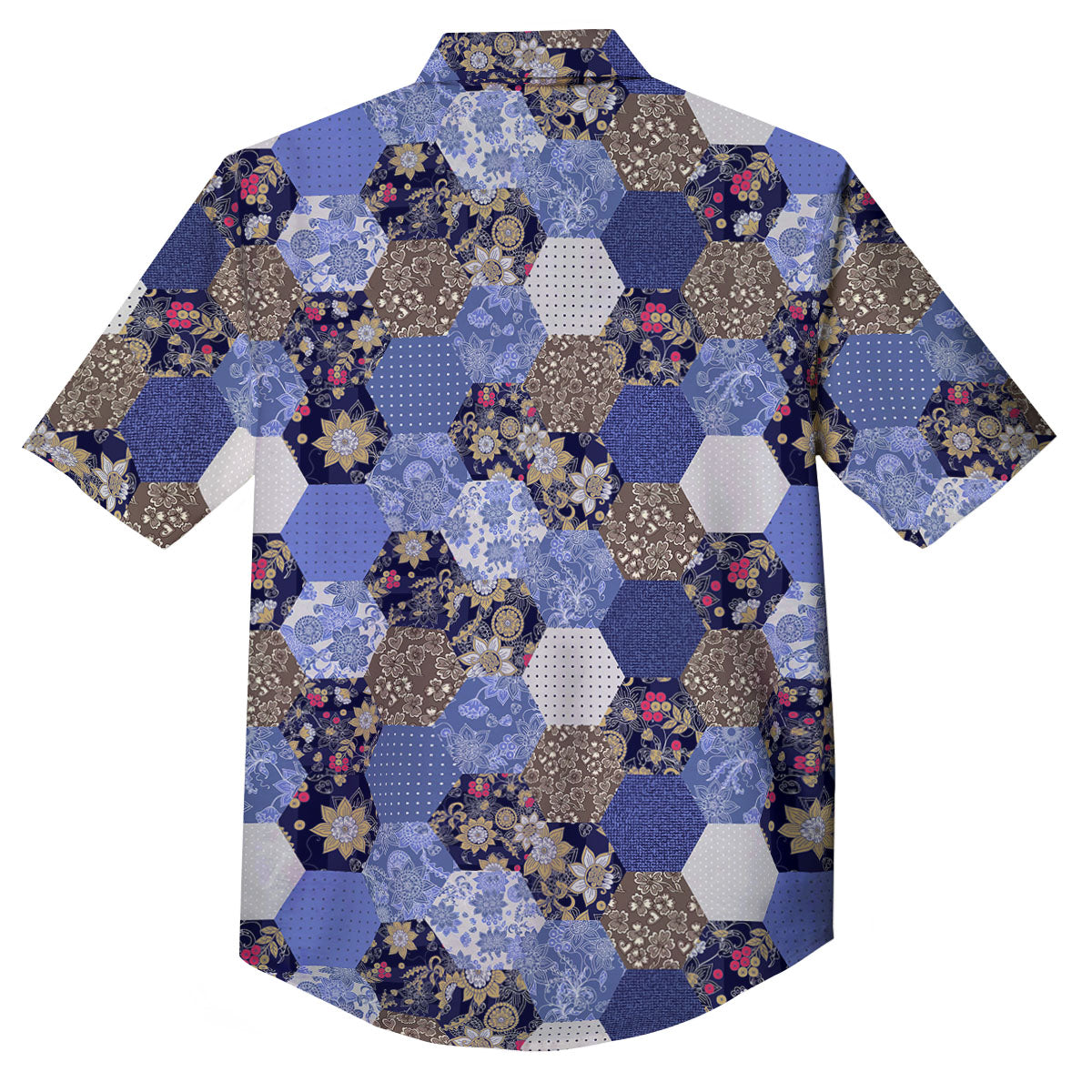 Patchwork Denim And Plaid Print Pattern Button Up Shirt-grizzshop