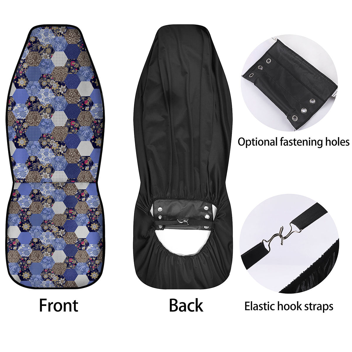 Patchwork Denim And Plaid Print Pattern Car Seat Covers-grizzshop