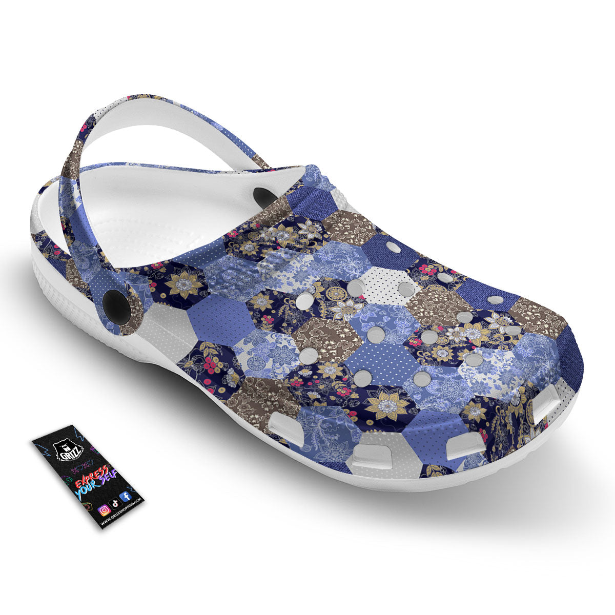 Patchwork Denim And Plaid Print Pattern Clog-grizzshop