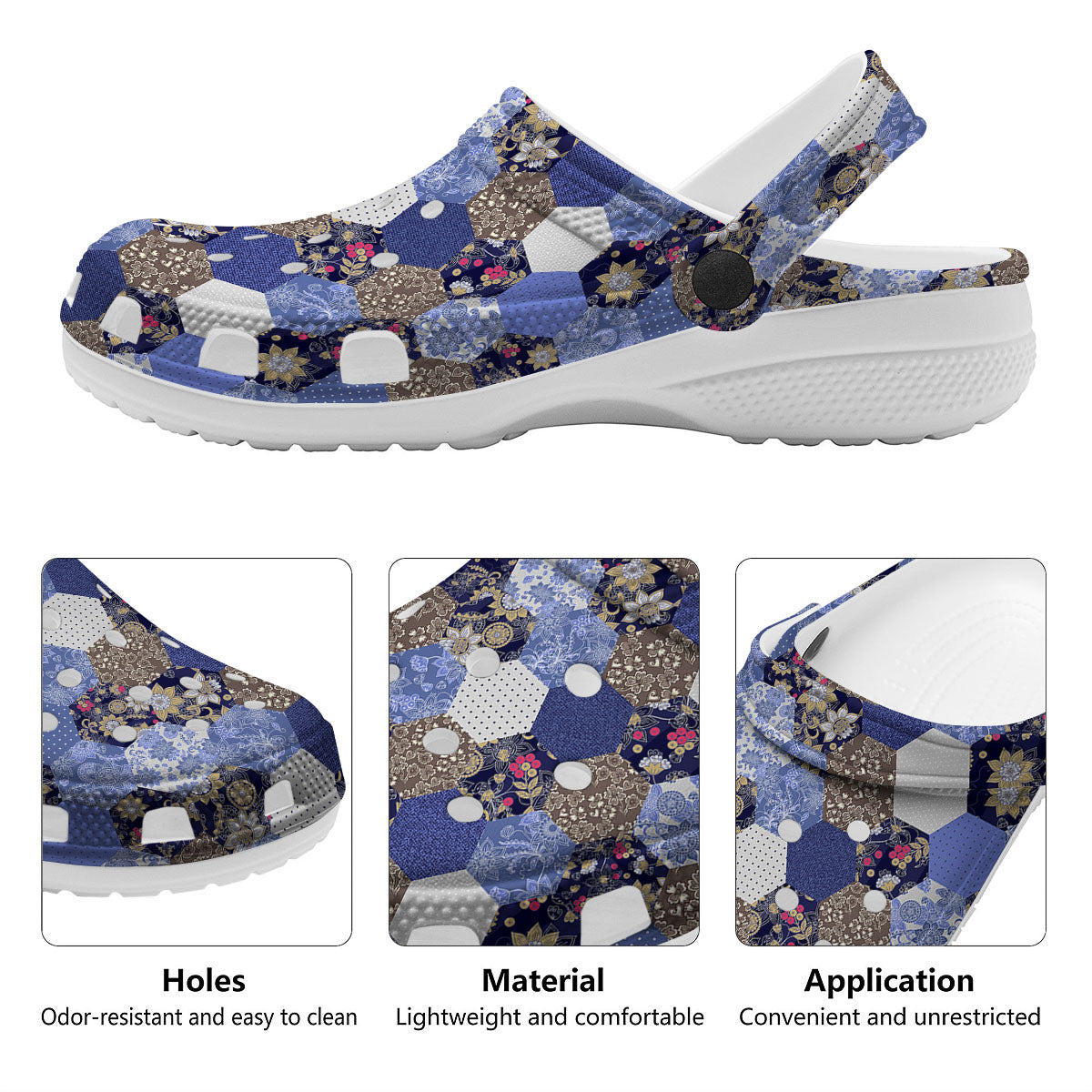 Patchwork Denim And Plaid Print Pattern Clog-grizzshop
