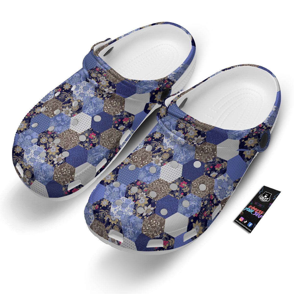 Patchwork Denim And Plaid Print Pattern Clog-grizzshop
