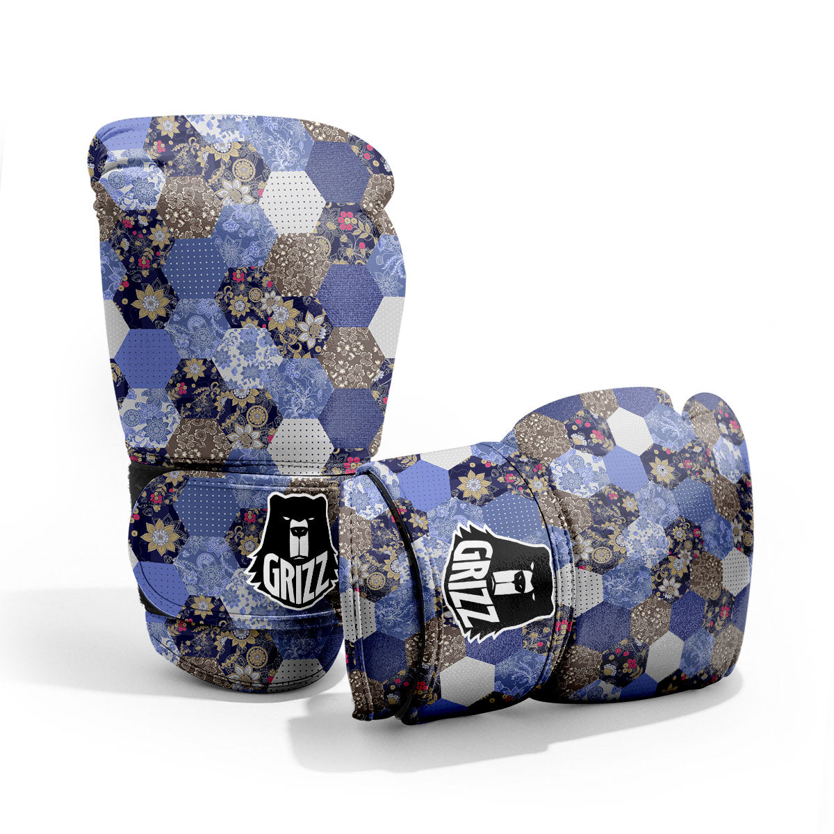 Patchwork Denim And Plaid Print Pattern Pro Boxing Glove