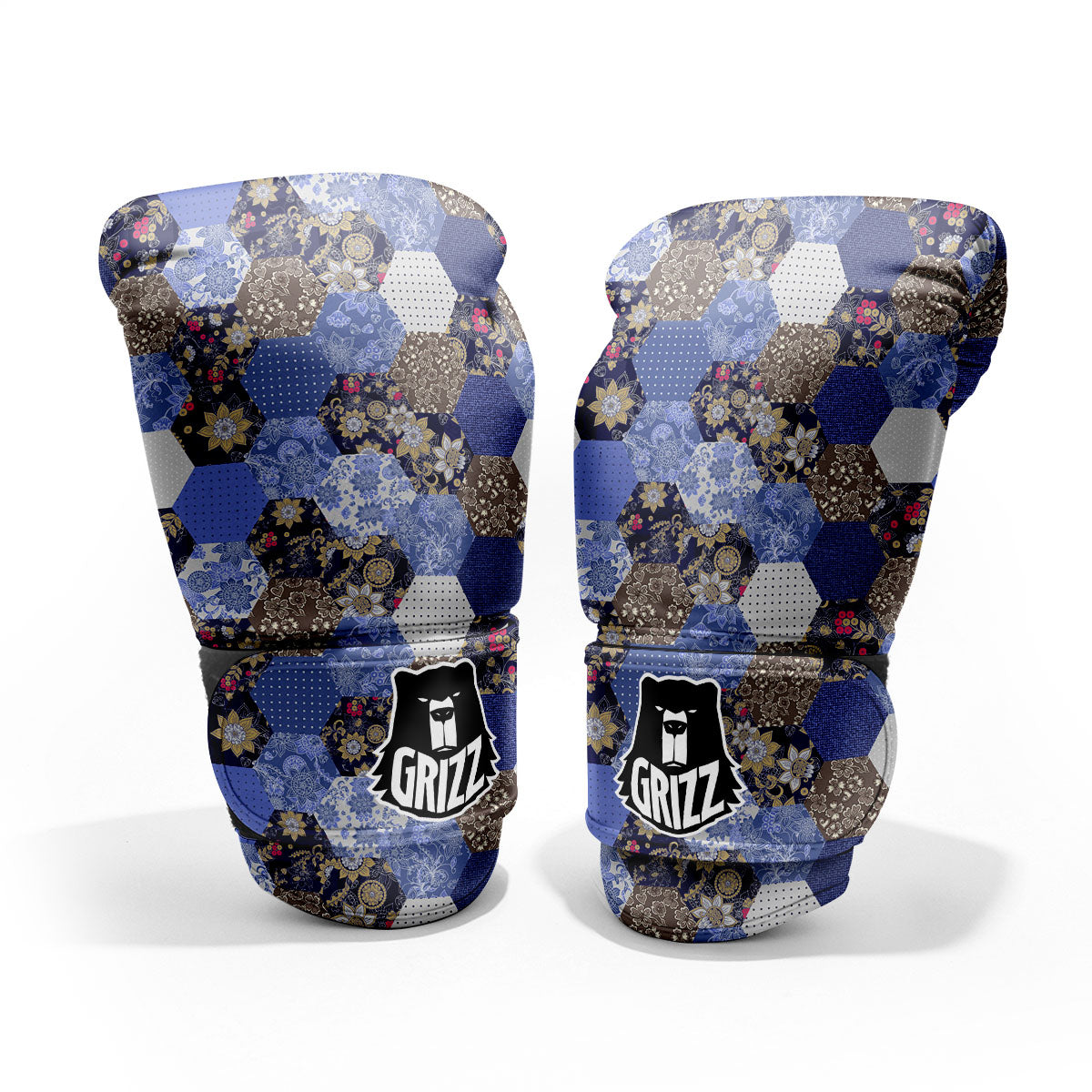 Patchwork Denim And Plaid Print Pattern Pro Boxing Glove