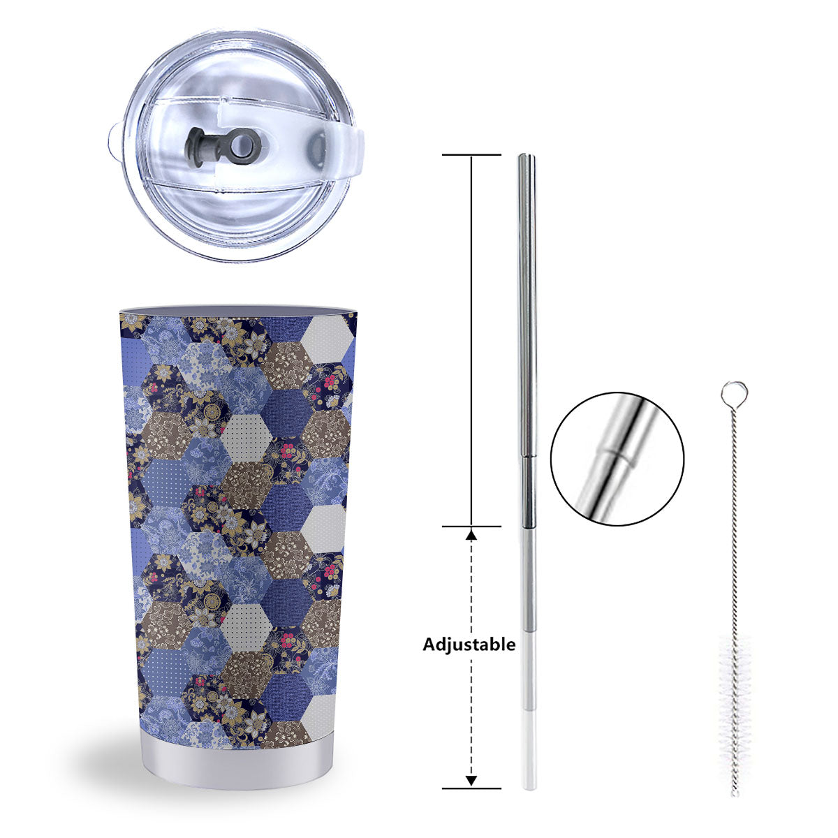 Patchwork Denim And Plaid Print Pattern Tumbler-grizzshop
