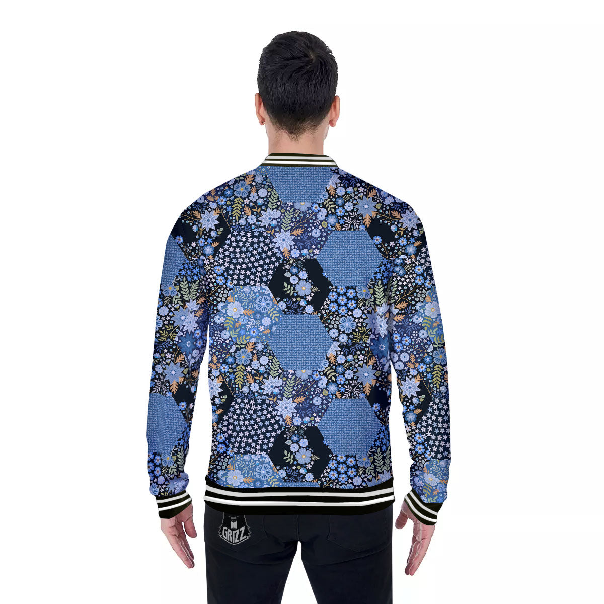 Patchwork Ethnic Floral Print Pattern Baseball Jacket-grizzshop