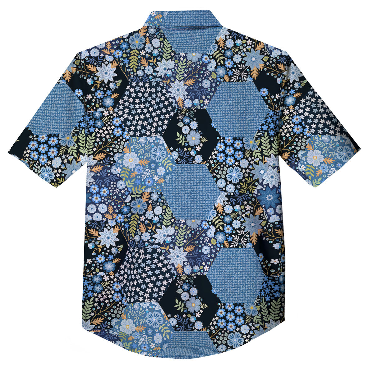 Patchwork Ethnic Floral Print Pattern Button Up Shirt-grizzshop