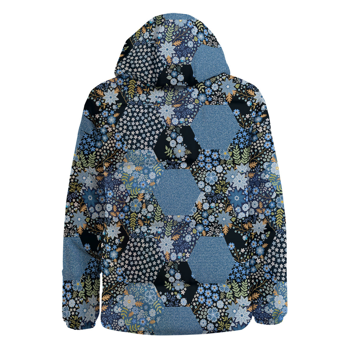 Patchwork Ethnic Floral Print Pattern Down Jacket-grizzshop