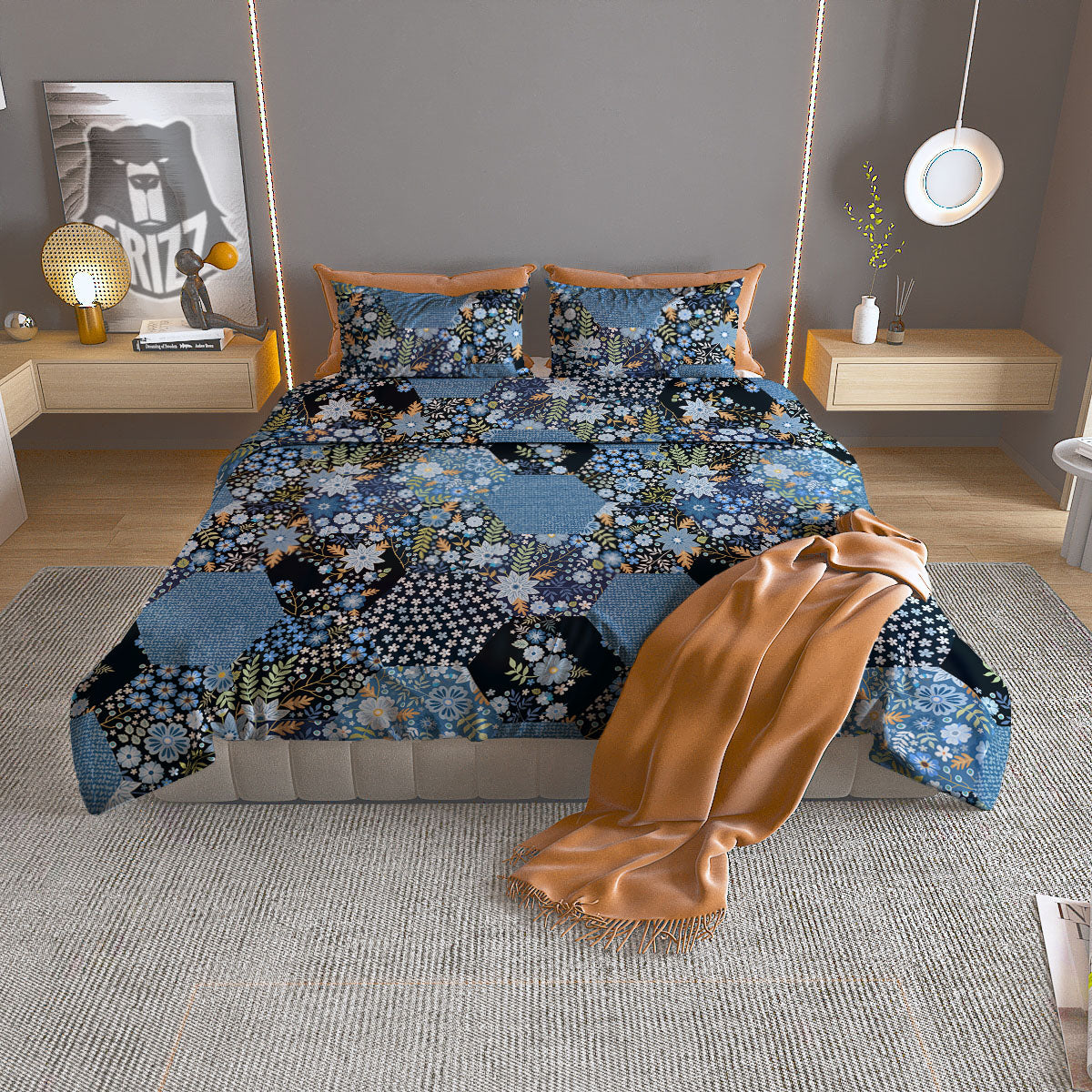 Patchwork Ethnic Floral Print Pattern Duvet Cover Bedding Set-grizzshop