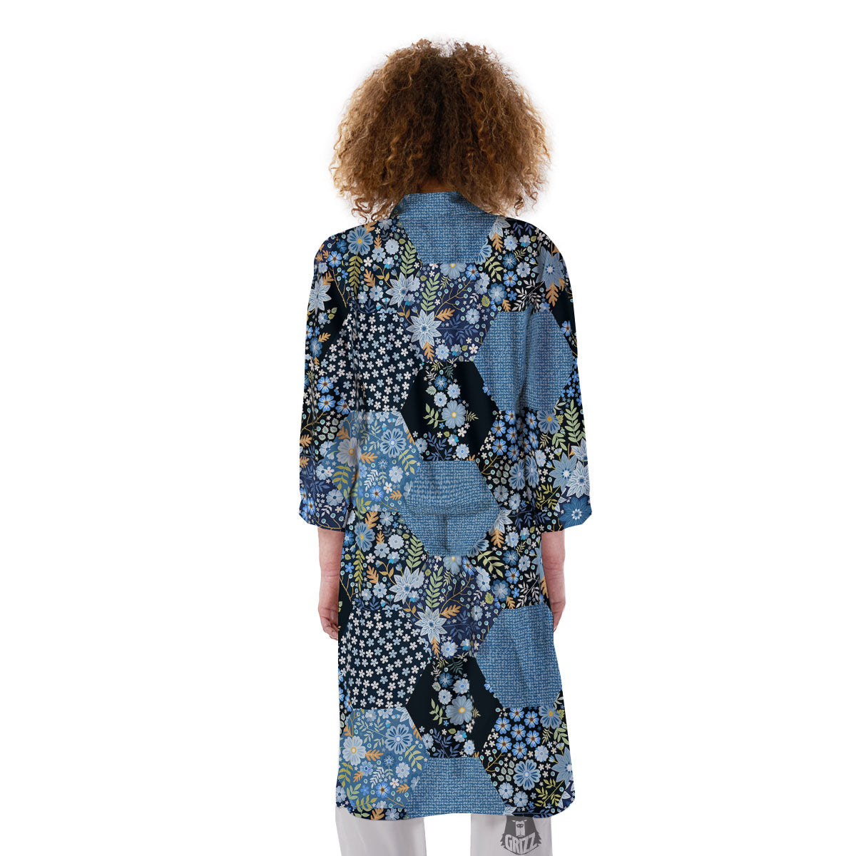 Patchwork Ethnic Floral Print Pattern Kimono-grizzshop