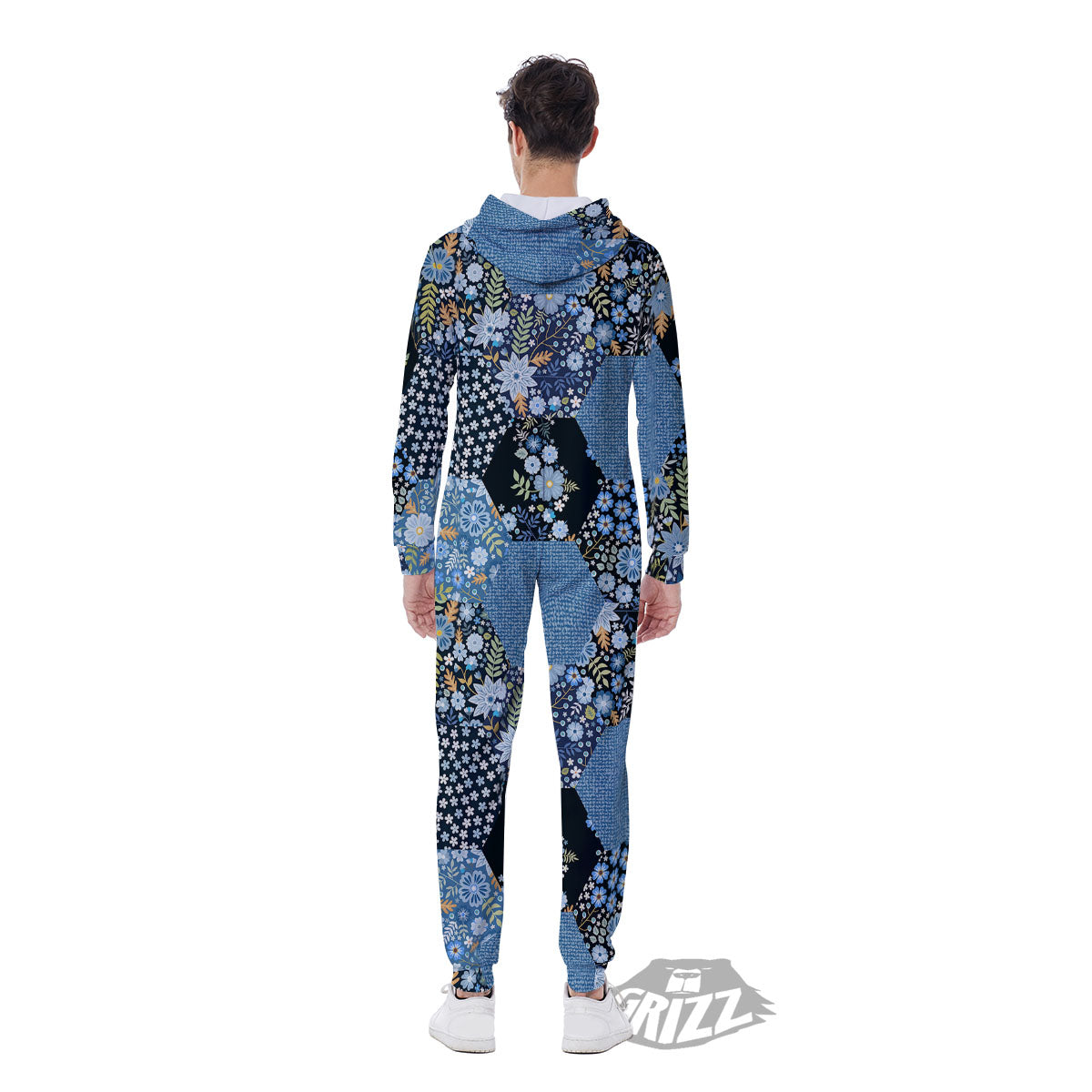 Patchwork Ethnic Floral Print Pattern Men's Jumpsuit-grizzshop