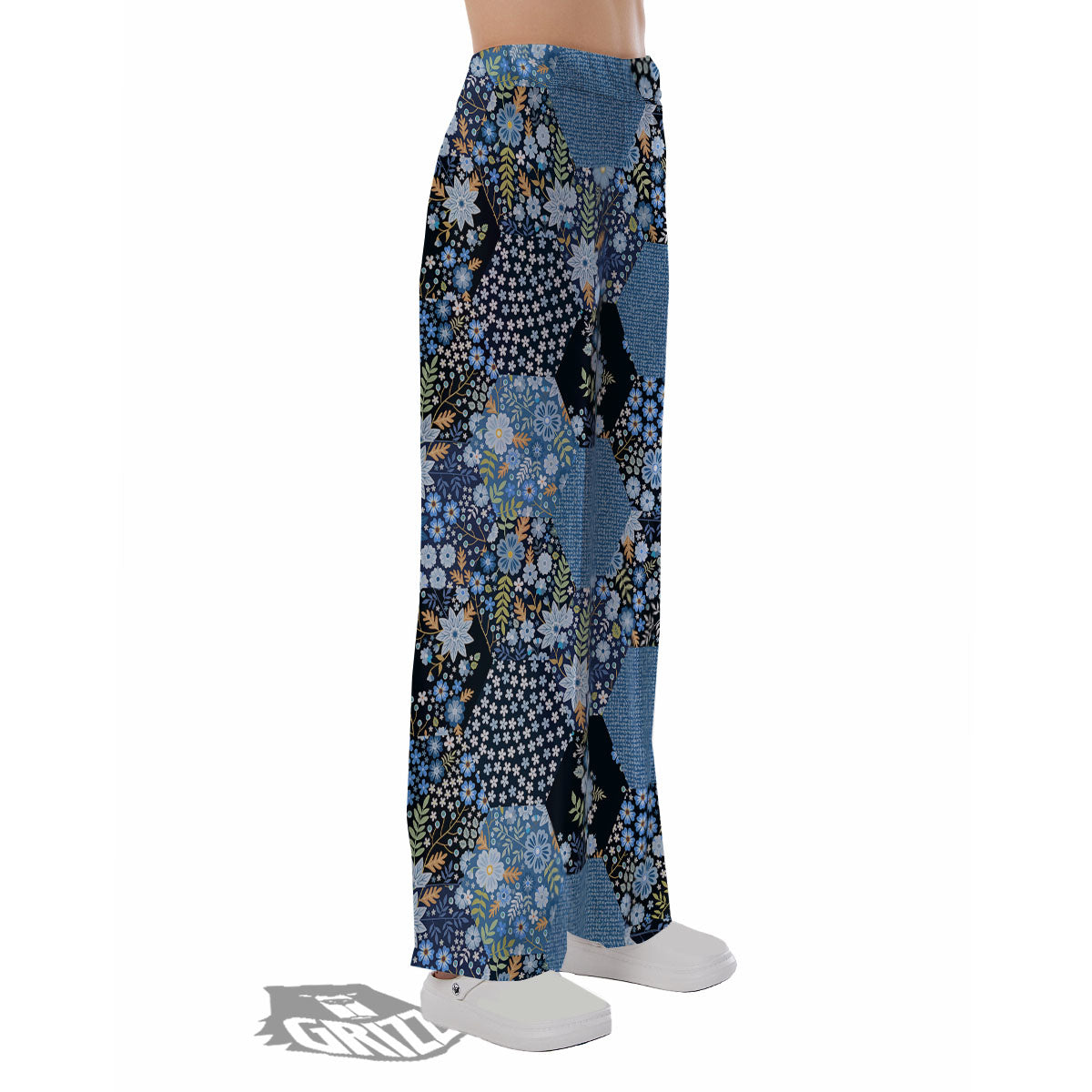 Patchwork Ethnic Floral Print Pattern Pajama Pants-grizzshop