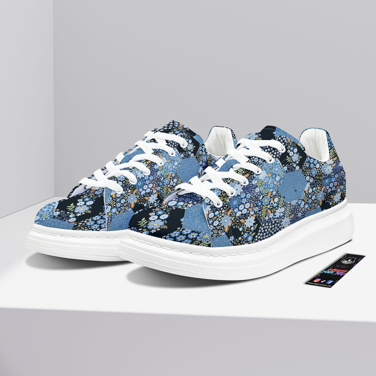 Patchwork Ethnic Floral Print Pattern Platform Shoes-grizzshop