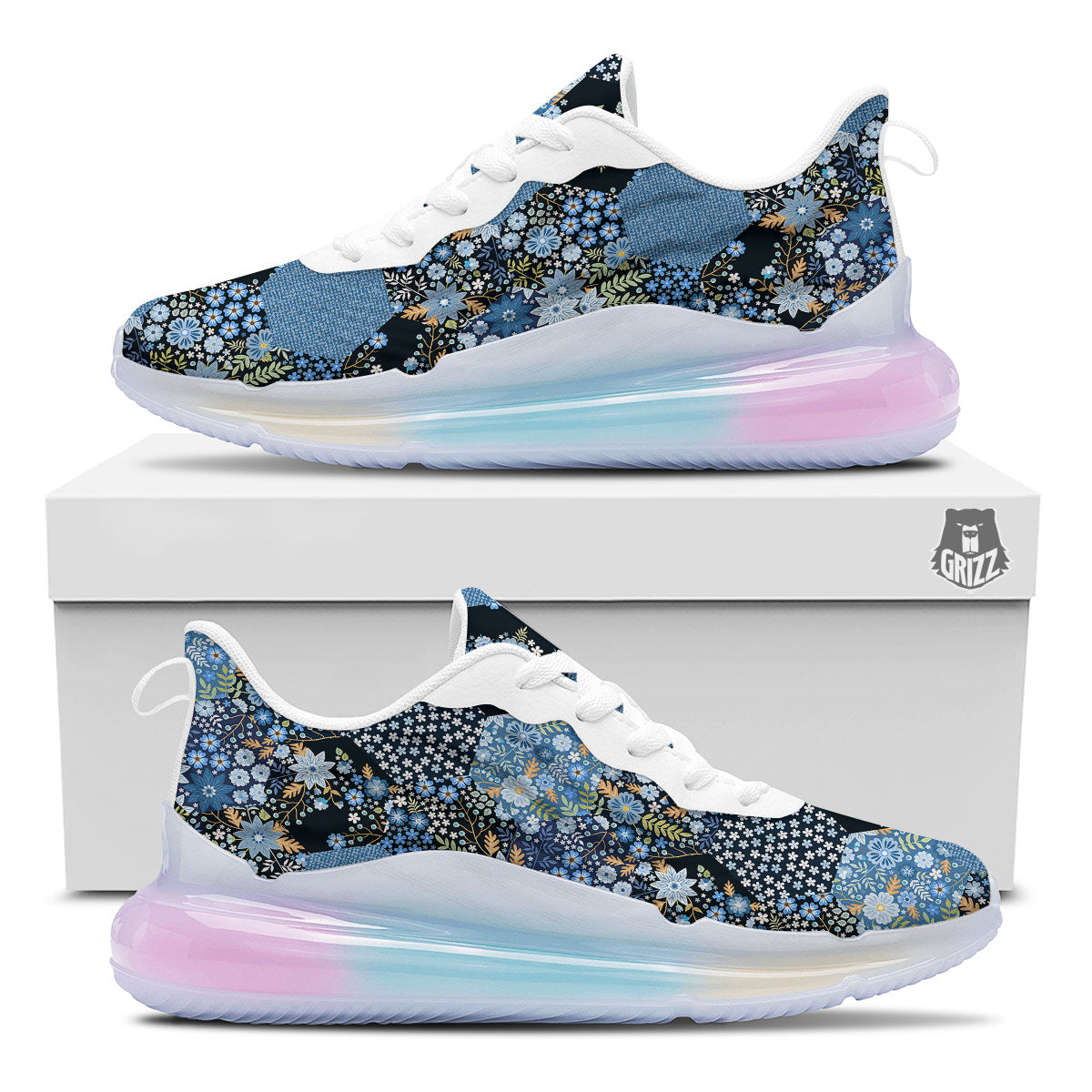 Patchwork Ethnic Floral Print Pattern Running Sneakers-grizzshop