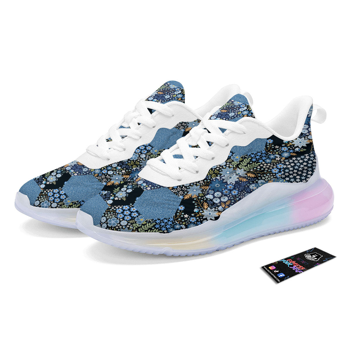 Patchwork Ethnic Floral Print Pattern Running Sneakers-grizzshop