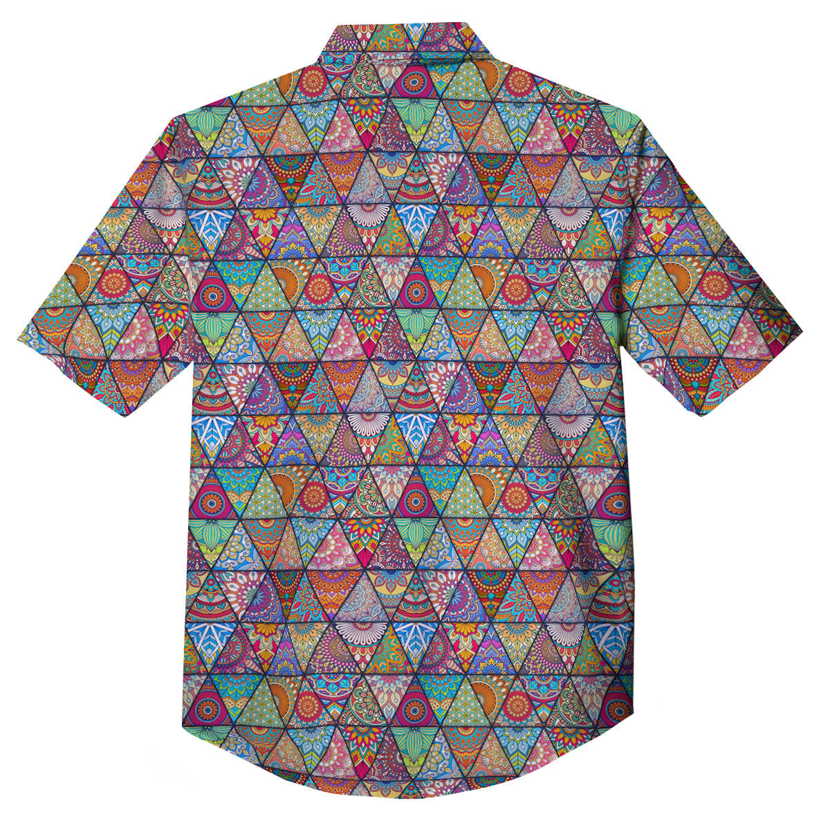 Patchwork Ethnic Mandala Print Pattern Button Up Shirt-grizzshop