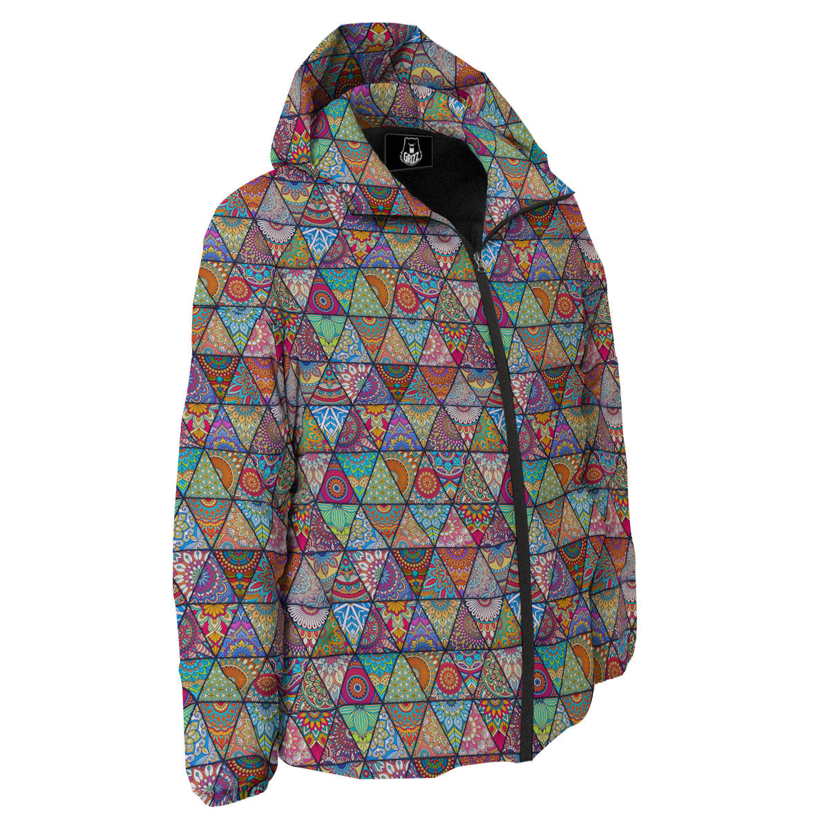 Patchwork Ethnic Mandala Print Pattern Down Jacket-grizzshop