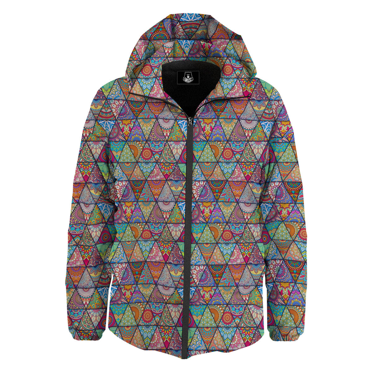 Patchwork Ethnic Mandala Print Pattern Down Jacket-grizzshop
