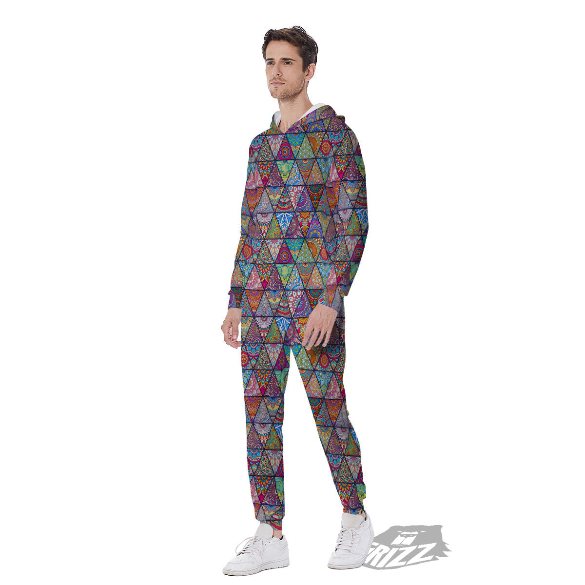Patchwork Ethnic Mandala Print Pattern Men's Jumpsuit-grizzshop