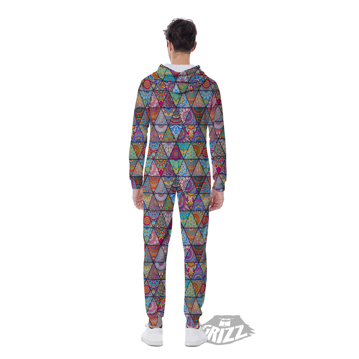 Patchwork Ethnic Mandala Print Pattern Men's Jumpsuit-grizzshop