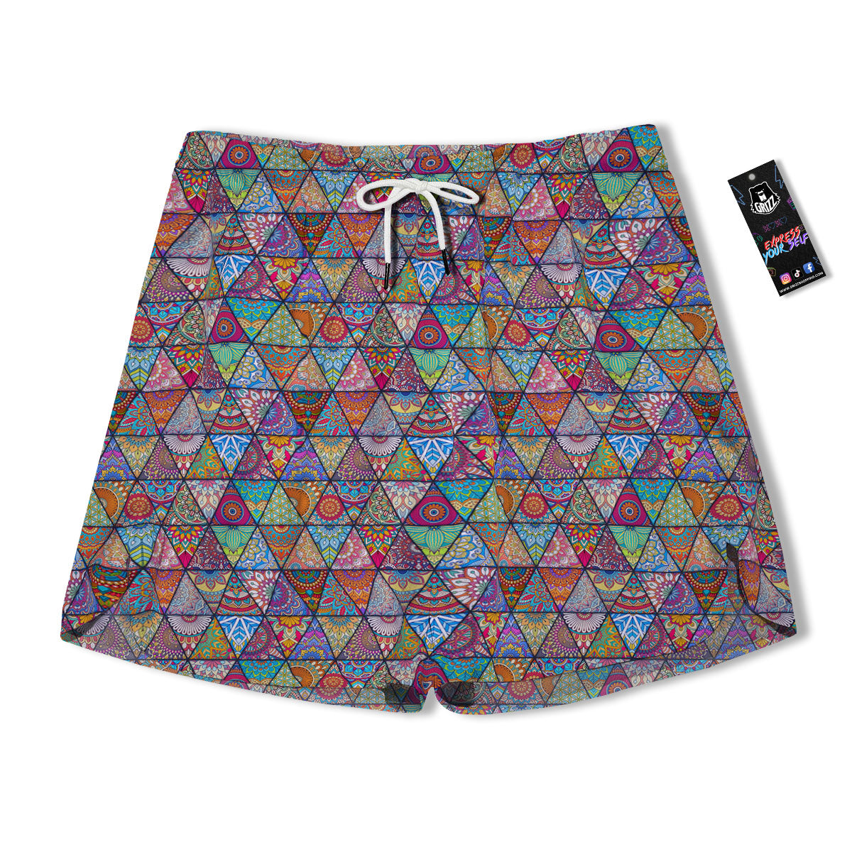 Patchwork Ethnic Mandala Print Pattern Men's Running Shorts-grizzshop