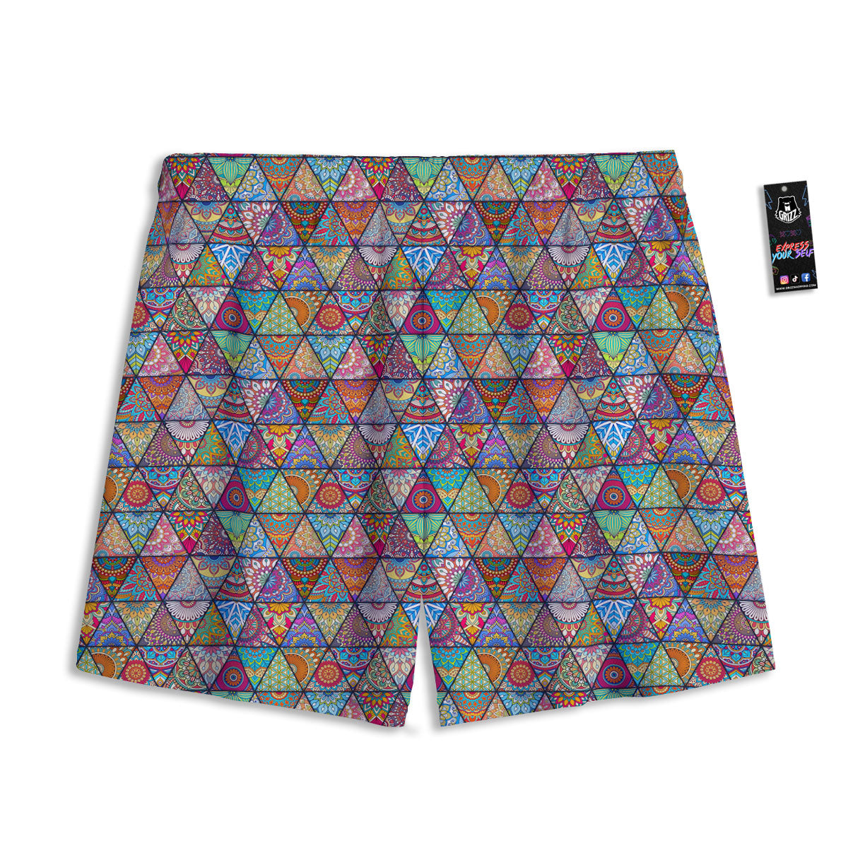 Patchwork Ethnic Mandala Print Pattern Mesh Shorts