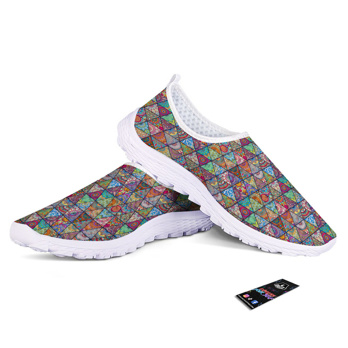 Patchwork Ethnic Mandala Print Pattern Nurse Shoes-grizzshop