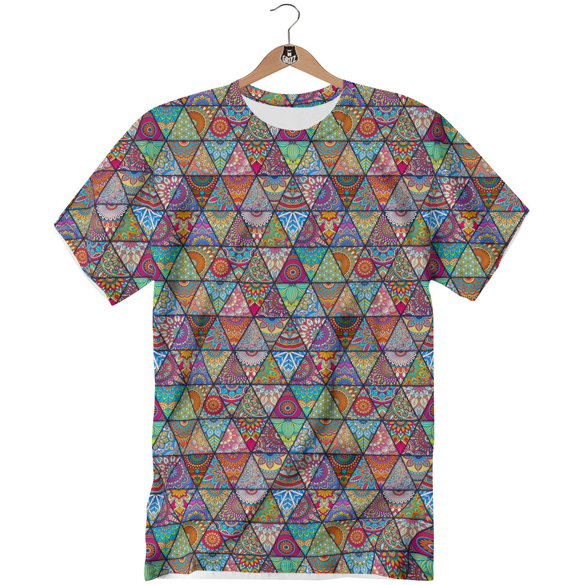 Patchwork Ethnic Mandala Print Pattern T-Shirt-grizzshop