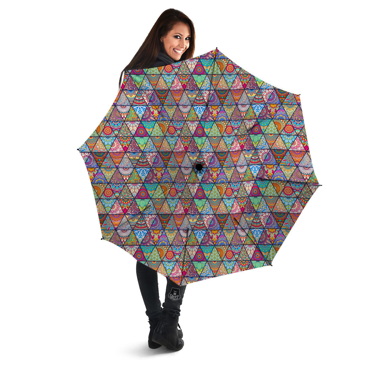 Patchwork Ethnic Mandala Print Pattern Umbrella-grizzshop