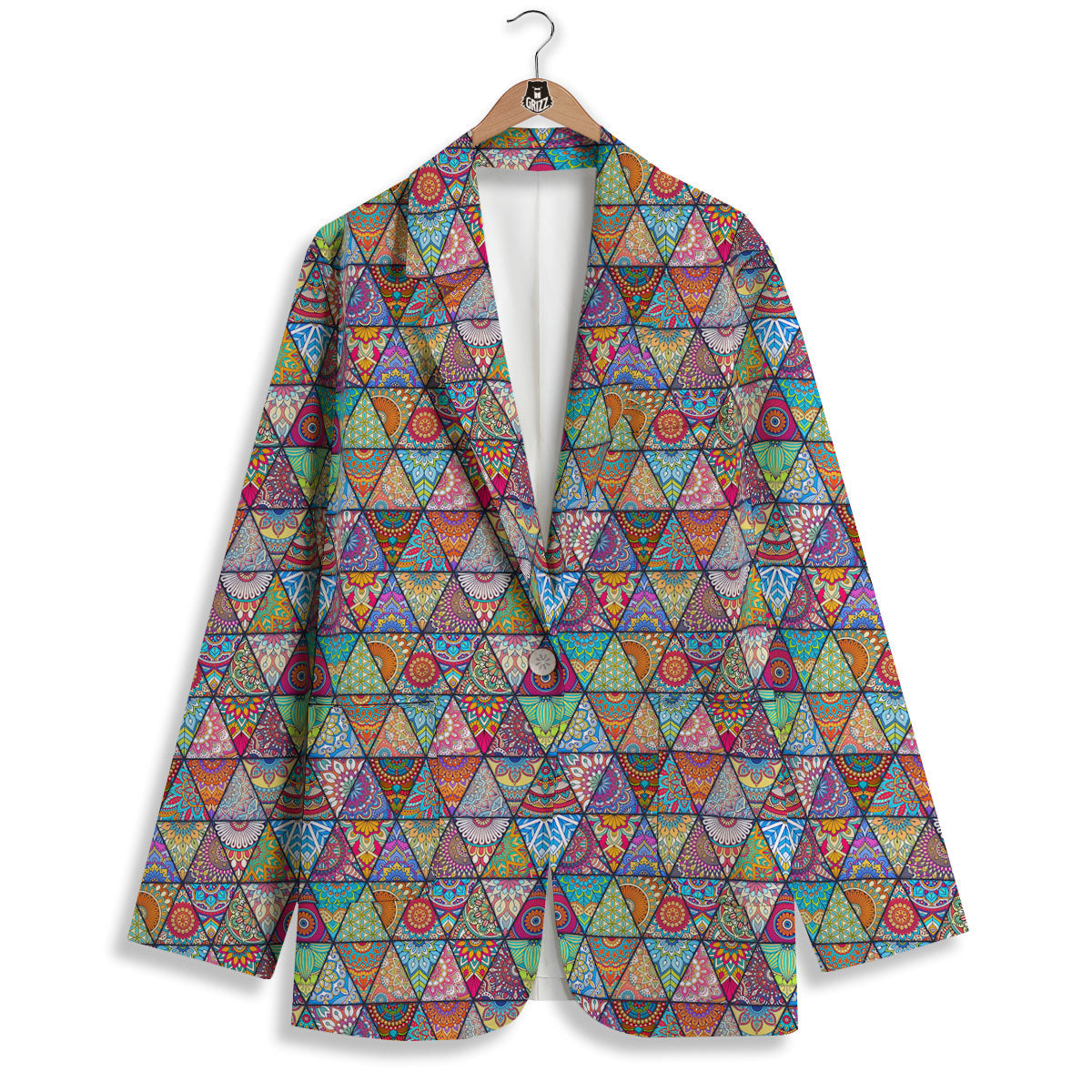 Patchwork Ethnic Mandala Print Pattern Women's Blazer-grizzshop