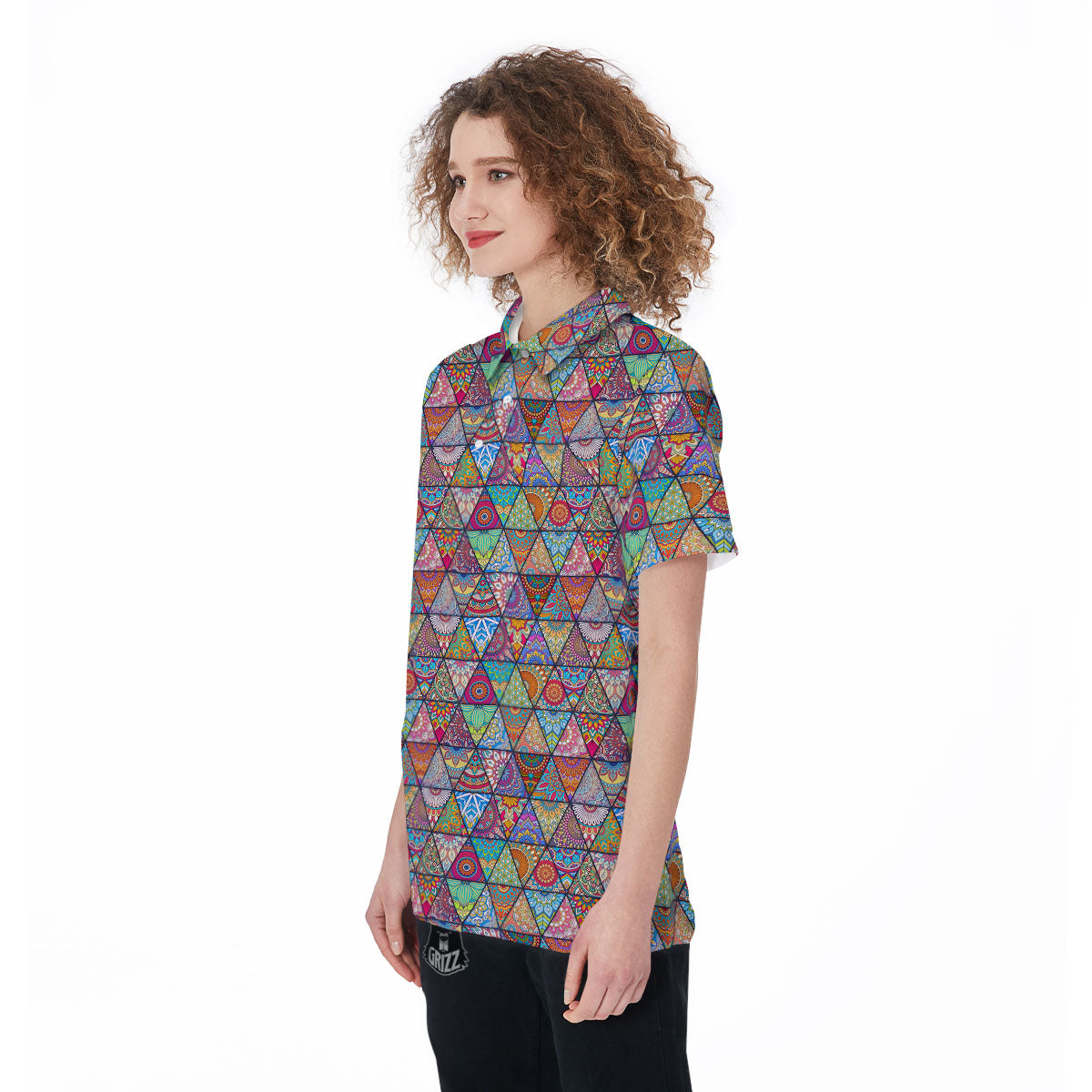 Patchwork Ethnic Mandala Print Pattern Women's Golf Shirts-grizzshop