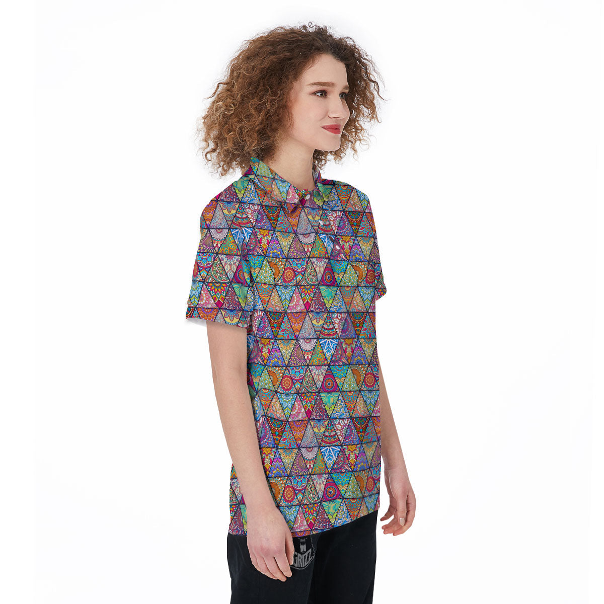 Patchwork Ethnic Mandala Print Pattern Women's Golf Shirts-grizzshop