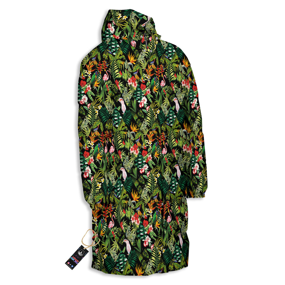 Patchwork Exotic Print Pattern Long Down Jacket-grizzshop