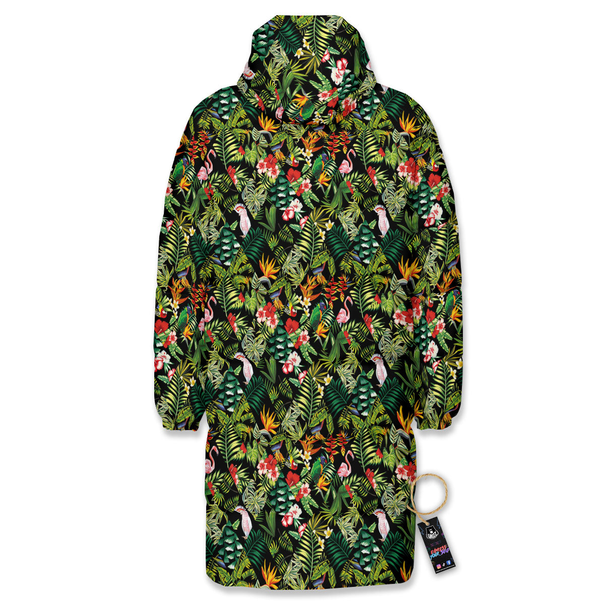Patchwork Exotic Print Pattern Long Down Jacket-grizzshop