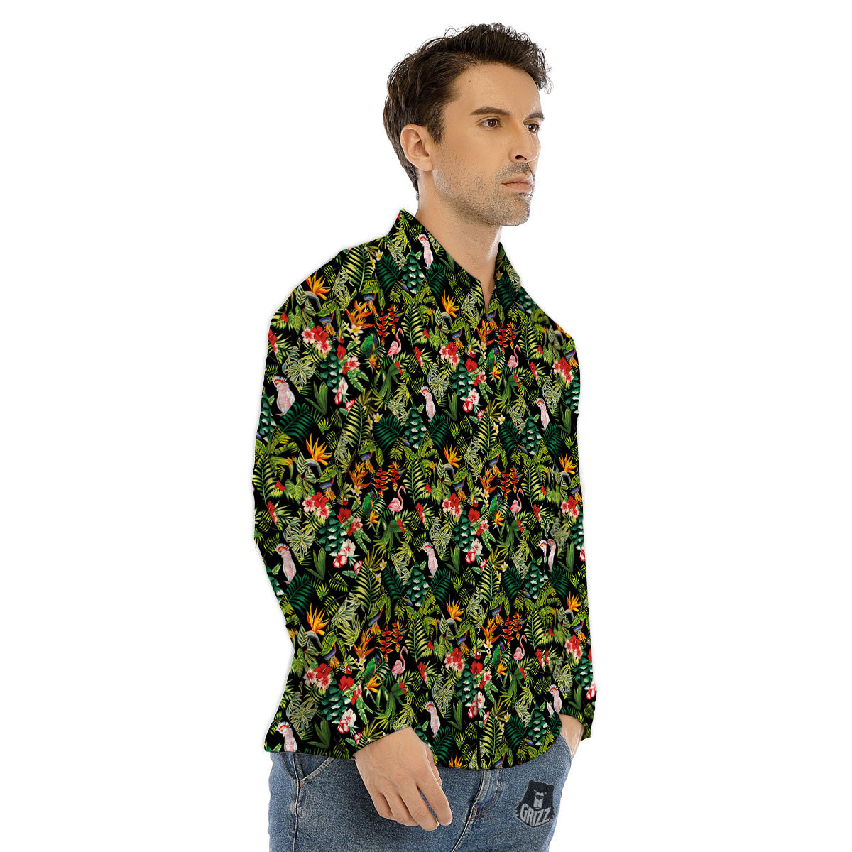 Patchwork Exotic Print Pattern Men's Dress Shirts-grizzshop
