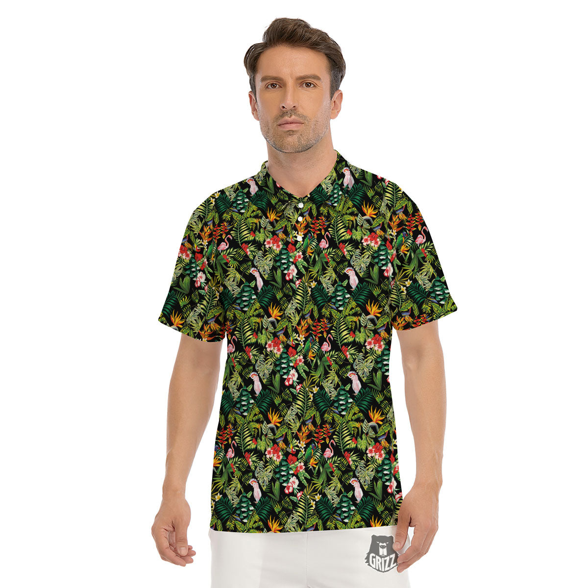 Patchwork Exotic Print Pattern Men's Golf Shirts-grizzshop