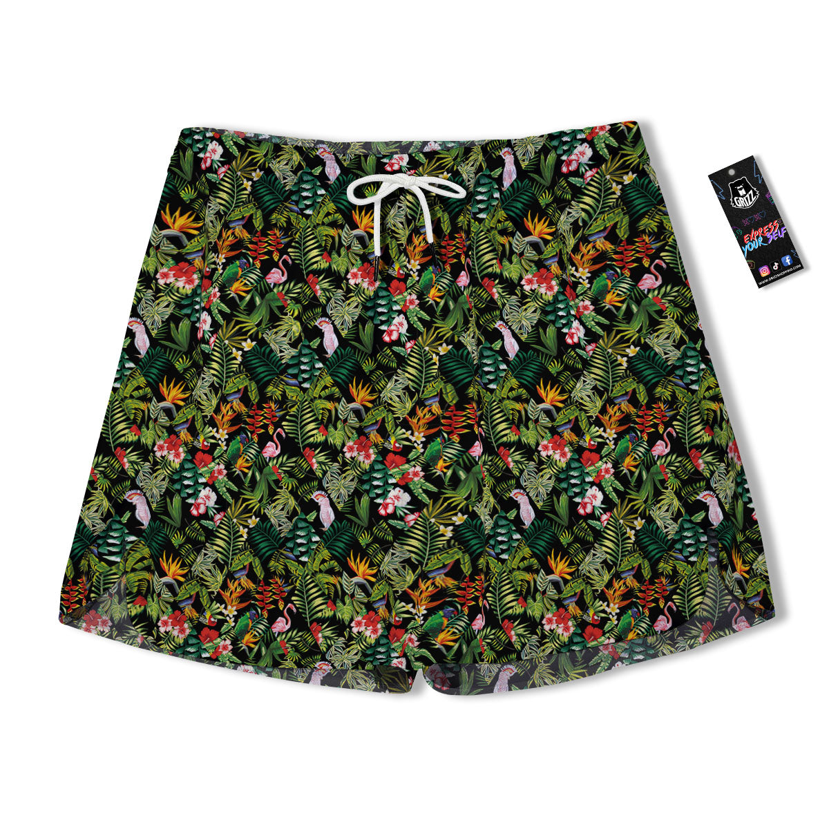 Patchwork Exotic Print Pattern Men's Running Shorts-grizzshop
