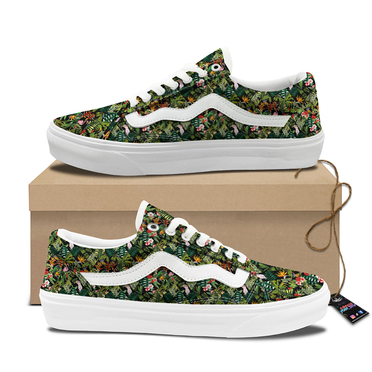 Patchwork Exotic Print Pattern Skate Shoes-grizzshop